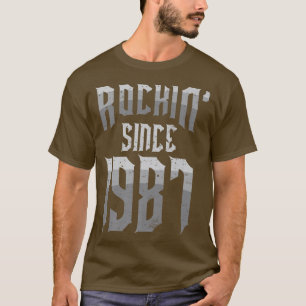 Rockin' Seit 1987 Vintag Rock Music Fan 35. Bir T-Shirt