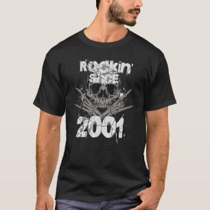 Rockin Seit 2001 Grunge Skull Rock Hands Geburtsta T-Shirt