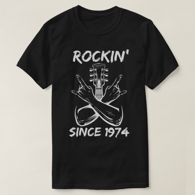 Rockin' Since 1974 Rock 48th Birthday Guitar 48 Ye T-Shirt (Design vorne)