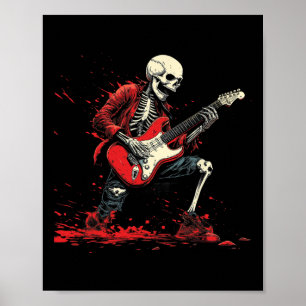 Rockin' Skelett- Elektrische Gitarre Halloween Pun Poster