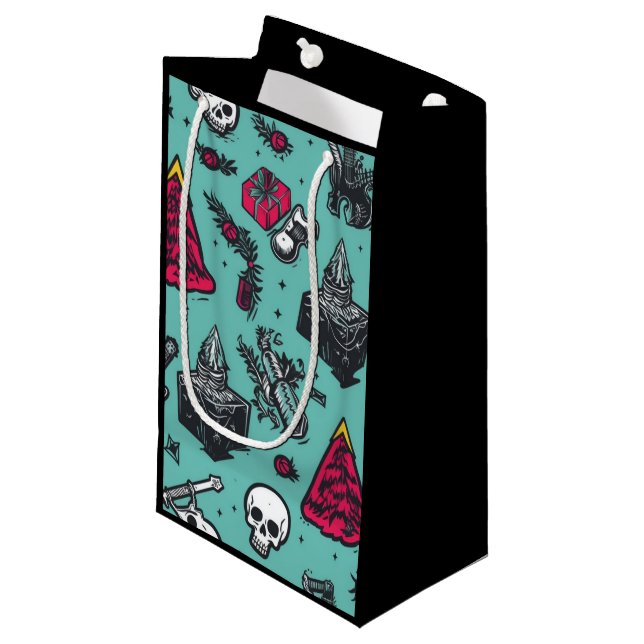 Rockin' Skull-Geschenktasche Kleine Geschenktüte (Vorderseite Schrägansicht)