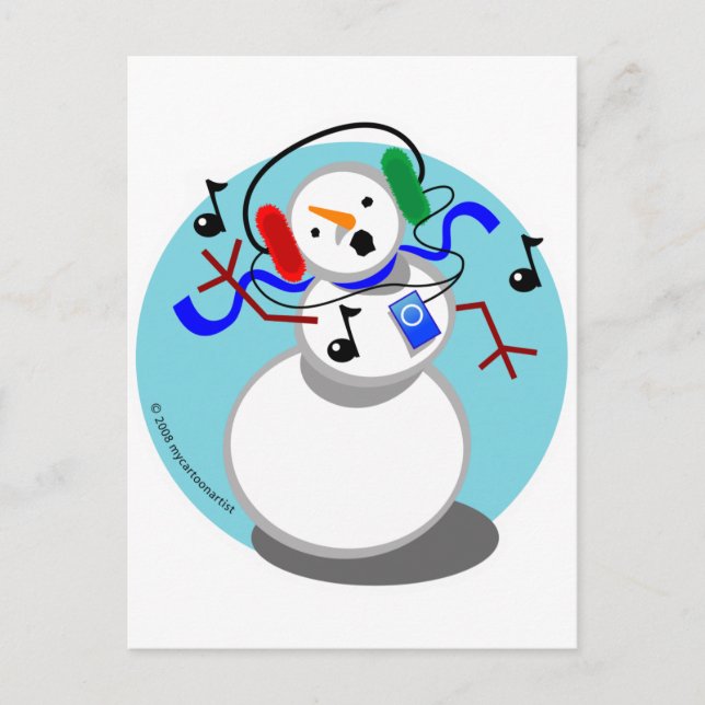 Rockin' Snowman Postkarte (Vorderseite)