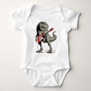 Rockin' T-Rex: Dinosaur spielt elektrische Gitarre Baby Strampler