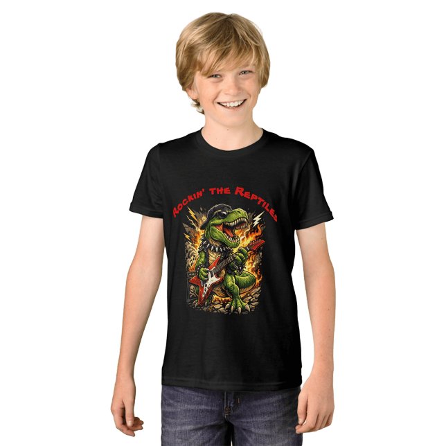 Rockin’ T-Rex Dinosaur with Guitar Tri-Blend Shirt (Von Creator hochgeladen)
