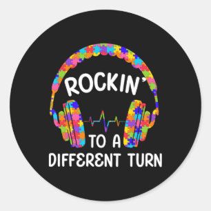 Rockin 'To A Different Tune Autistischer Autismus- Runder Aufkleber