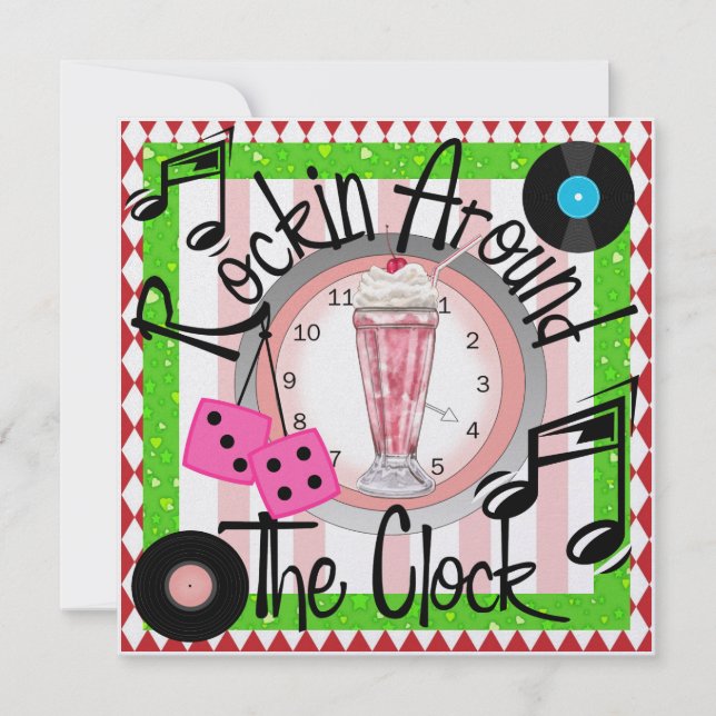 Rockin' Um das Party der Uhr - SRF Einladung (Vorderseite)