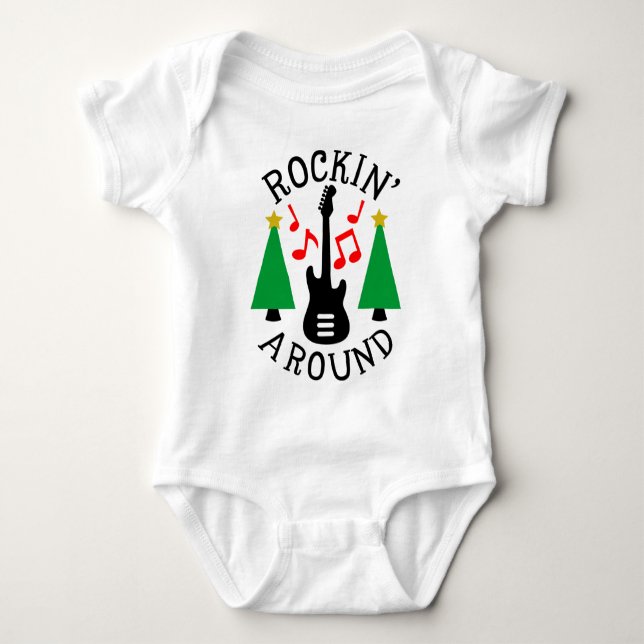 Rockin' Um den Weihnachtsbaum Baby Strampler (Vorderseite)