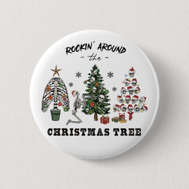 Rockin um den Weihnachtsbaum Button (Vorderseite)