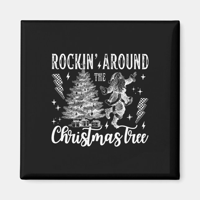 Rockin' um den Weihnachtsbaum tanzen Santa Cl Magnet (Vorne)