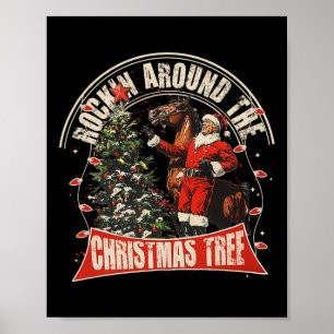 Rockin' um den Weihnachtslustigen Cowboy Trump Wir Poster