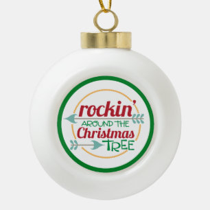 Rockin um die Weihnachtsbaumverzierung Keramik Kugel-Ornament