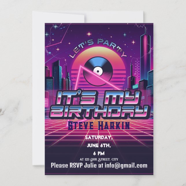 Rockin Vaporwave Party Einladung (Vorderseite)