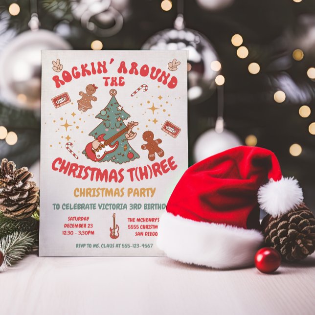 Rockin Weihnachtsbaum Hippie Geburtstag 3 Party Einladung (Von Creator hochgeladen)