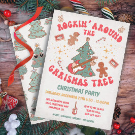 Rockin Weihnachtsbaum Hippie Retro Party Einladung