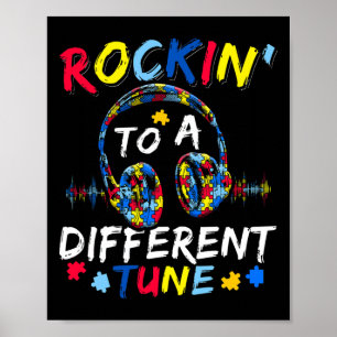 Rockin' zu einem anderen Tune Autismus Awaren Poster