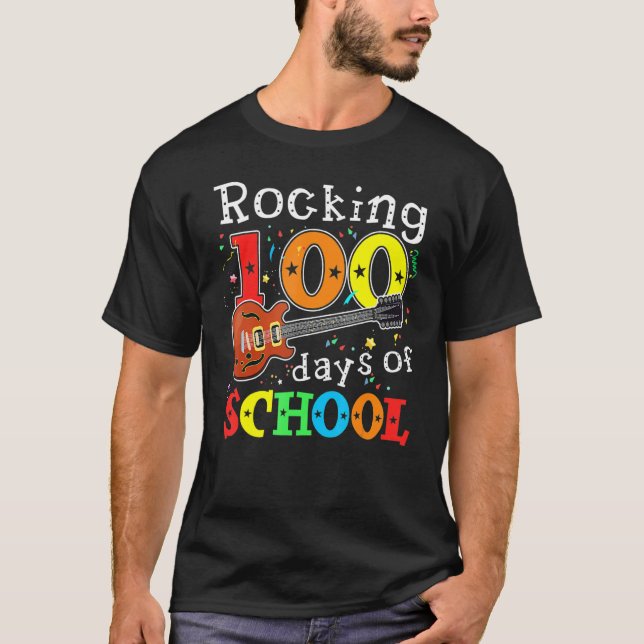 Rocking 100 Days Of School Happy 100th Day Of Scho T-Shirt (Vorderseite)