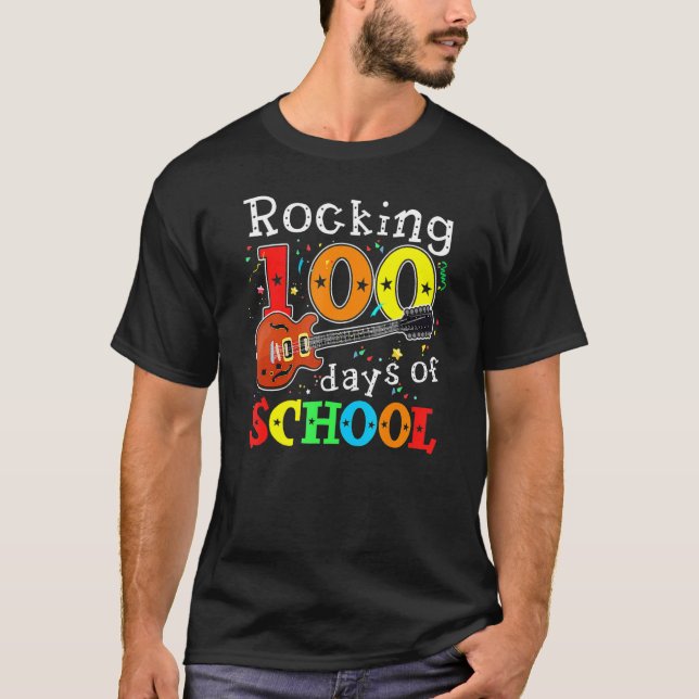 Rocking 100 Days Of School Happy 100th Day Of Scho T-Shirt (Vorderseite)