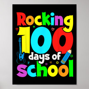 Rocking 100 Tage Schule Musiklehrer und Stud Poster