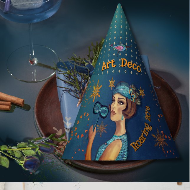 Rocking Art Deco Partyhütchen (Zazzle Rocking Art Deco Party Hat (Front))