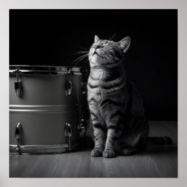 Rocking cat Poster _Cool black cat Rock Music