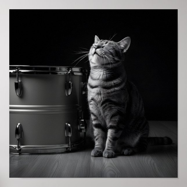 Rocking cat Poster _Cool black cat Rock Music (Vorne)