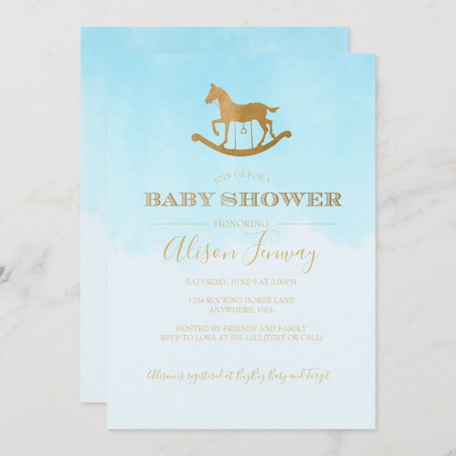 Rocking Horse Baby Shower Einladung (Vorne/Hinten)