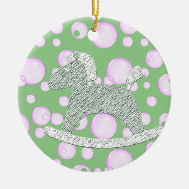 Rocking Horse Baby Tree Ornaments Keramik Ornament (Vorne)