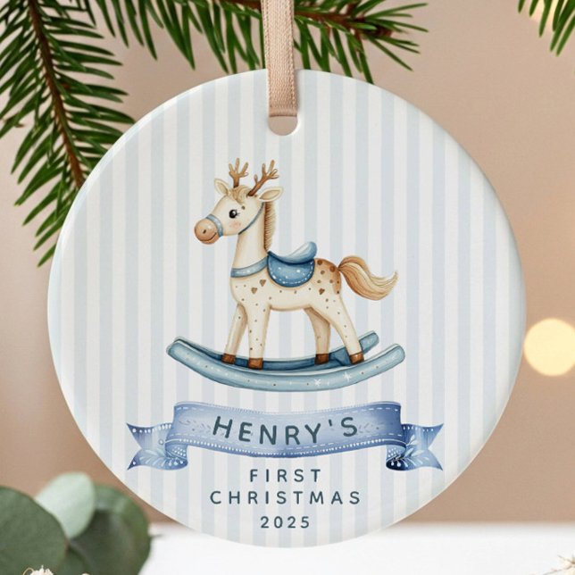 Rocking Horse Baby's First Christmas Keramik Ornament (Von Creator hochgeladen)