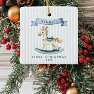 Rocking Horse Baby's First Christmas Keramikornament