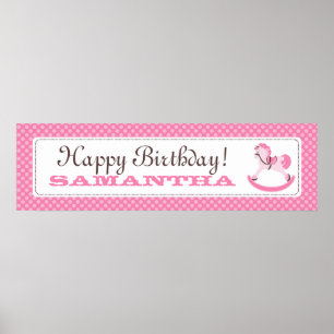 Rocking Horse Birthday Banner für Mädchen Poster