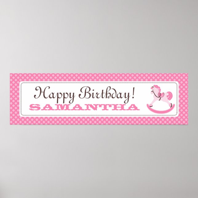Rocking Horse Birthday Banner für Mädchen Poster (Vorne)