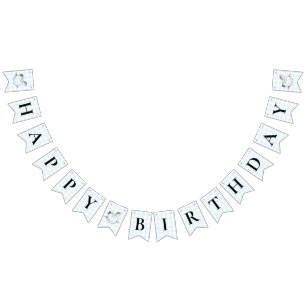 Rocking Horse Blue Gingham Birthday Banner