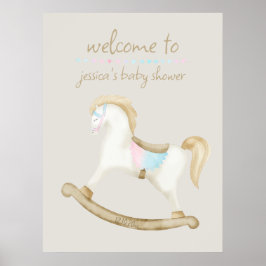 Rocking Horse Blue Pink Gender Baby Begrüßungszeic Poster