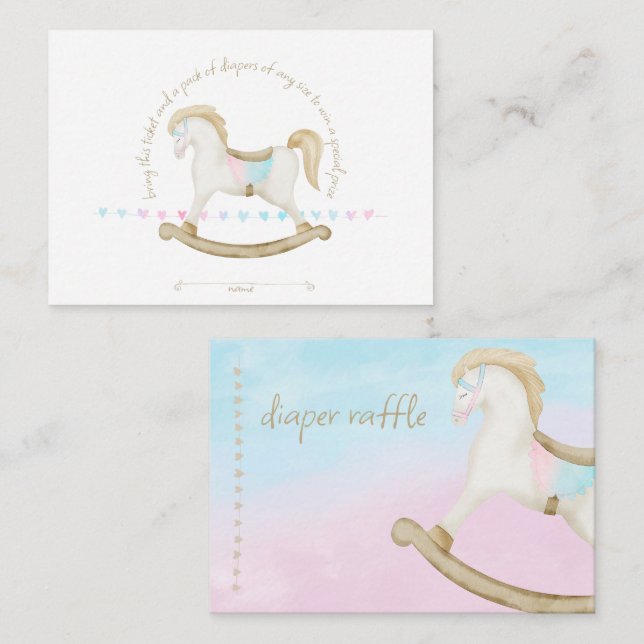 Rocking Horse Blue Pink Gender Neutral Baby Diaper Begleitkarte (Vorne/Hinten)