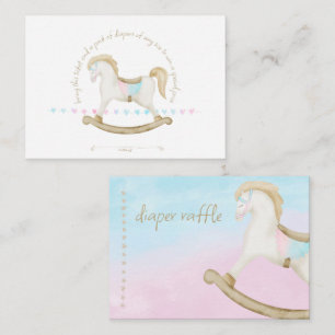 Rocking Horse Blue Pink Gender Neutral Baby Diaper Begleitkarte