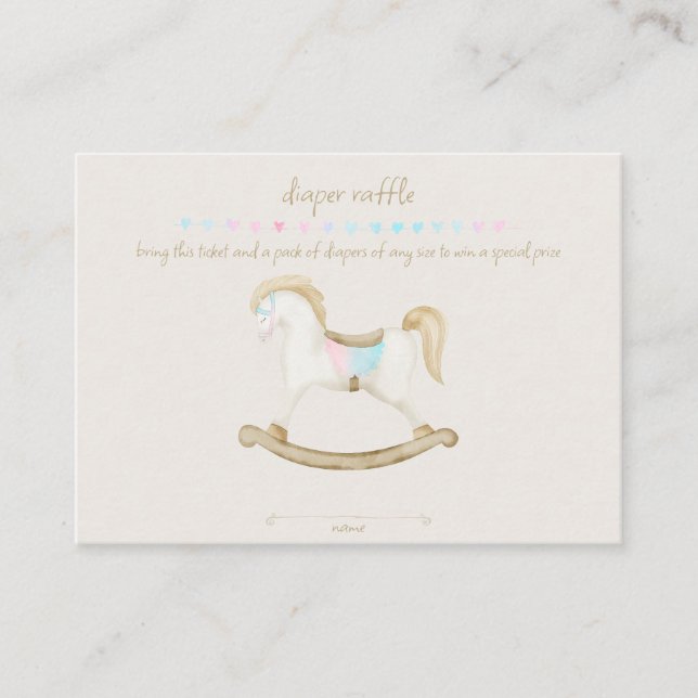 Rocking Horse Blue Pink Gender Neutral Baby Diaper Begleitkarte (Vorderseite)