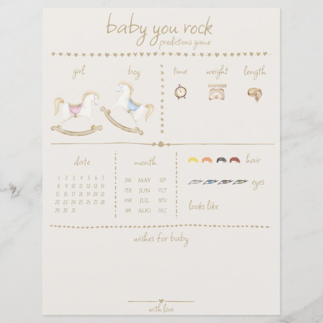 Rocking Horse Blue Pink Gender Neutral Baby Dusche (Vorderseite)