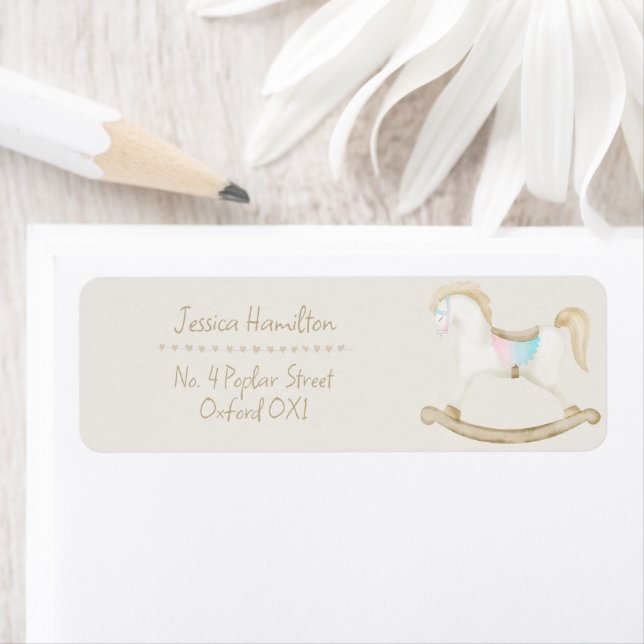 Rocking Horse Blue Pink Gender Neutral Baby Dusche (Insitu)