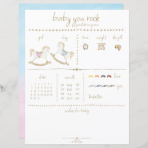 Rocking Horse Blue Pink Gender Neutral Baby Dusche