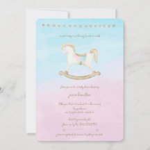 Rocking Horse Blue Pink Gender Neutral Baby Dusche
