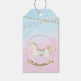 Rocking Horse Blue Pink Gender Neutral Baby Dusche Geschenkanhänger
