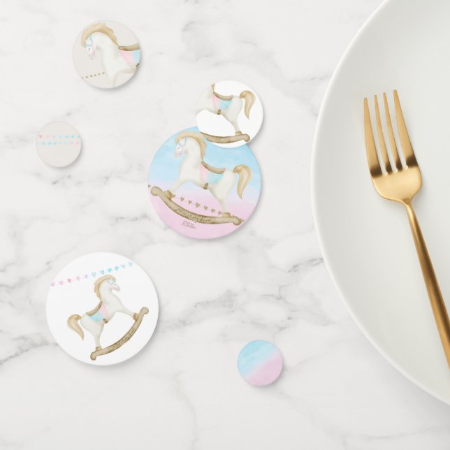 Rocking Horse Blue Pink Gender Neutral Baby Dusche Konfetti (Gruppe)