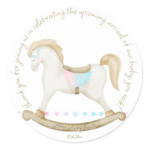 Rocking Horse Blue Pink Gender Neutral Baby Dusche