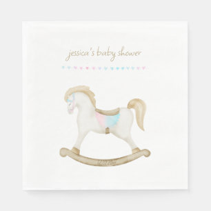 Rocking Horse Blue Pink Gender Neutral Baby Dusche Serviette