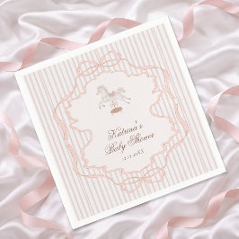 Rocking Horse Blush Pink Girl Baby Shower Serviette