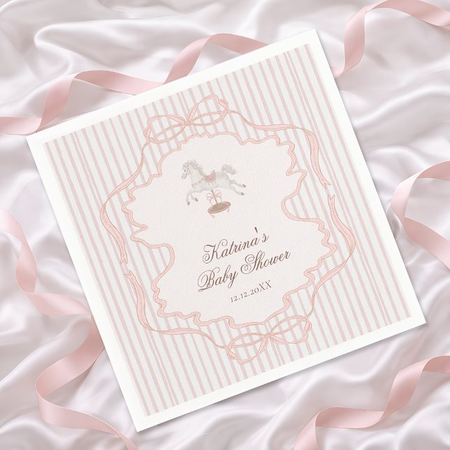Rocking Horse Blush Pink Girl Baby Shower Serviette (Von Creator hochgeladen)
