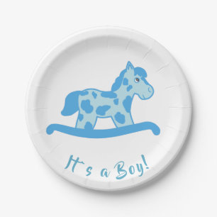 Rocking Horse Boy Baby Shower Es ist ein Junge Pappteller