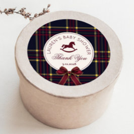 Rocking Horse Christmas Bow Baby Shower Vielen Dan Runder Aufkleber