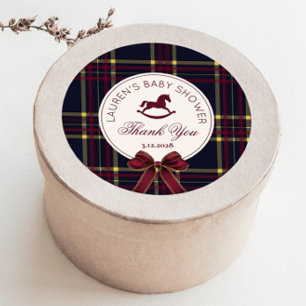 Rocking Horse Christmas Bow Baby Shower Vielen Dan Runder Aufkleber