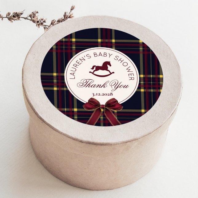 Rocking Horse Christmas Bow Baby Shower Vielen Dan Runder Aufkleber (Von Creator hochgeladen)